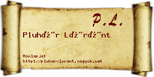 Pluhár Lóránt névjegykártya